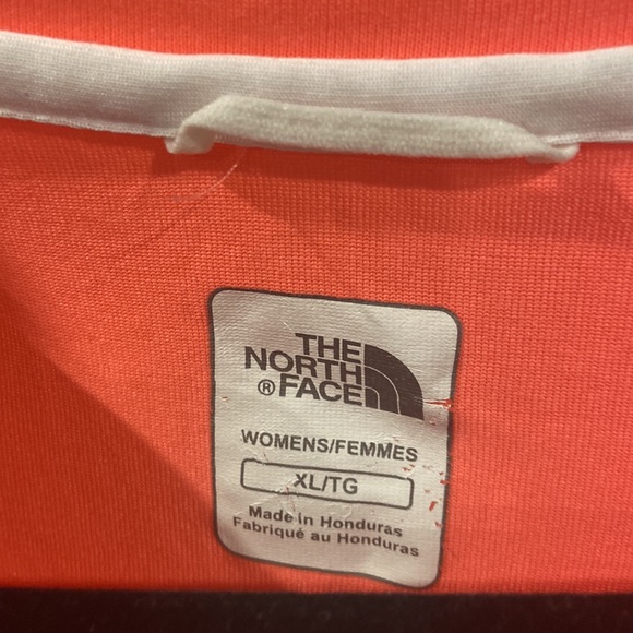 The North Face Neon Coral V neck Women's XL *some damage- spot and thread - Picture 3 of 7